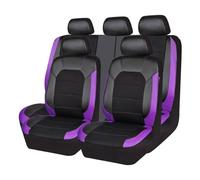 BaoLianBaiHuo 9 Pieces Car Seat Covers For Mini Clubman 2021-2023, Leather Front and Rear Seat Protectors Breathable Cushion Accessorie, D/Black Purple