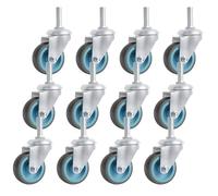 BAOLIHUI 12Pcs Swivel Castors M10×30mm Heavy Duty 2 inch 50mm Castor Wheel for Furniture Small Rubber 110lbs 50 kg per Wheel Transport Roller Furniture Trolleys