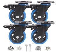 BAOLIHUI Heavy Duty Swivel Casters 100 mm, Set of 4 with Brakes - Non Marking PU Wheels for Furniture Bed Casters Indoor/Outdoor Use, 600 kg Load Capacity Includes Screws