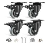 BAOLIHUI Industrial Caster Wheels 75mm Grey Heavy Duty Swivel with Brake - Set of 4 PU Wheels, 500kg Load Capacity for Indoor & Outdoor Use Non Marking