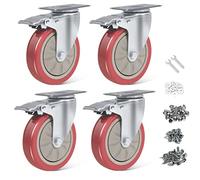BAOLIHUI Set of 4 Heavy Duty Swivel Castors - 125 mm Wheels with Brake for Transport of Furniture Workbench Trolley Pallets