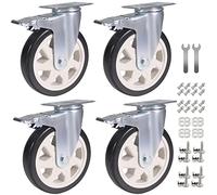BAOLIHUI Set of 4 Swivel Castors for Furniture 150 mm Furniture Castors with Brake Heavy Duty Castors 1000 kg Heavy Duty Castors for Furniture Transport Roller Workbench Tool Trolley Pallets