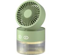 BAOLIQ Humidifiers Portable Fan Air Humidifier 350ml Water Cooler Table Fan 1500mAh Usb Rechargeable Fan Essential Oil Diffuser Night Light Car(Green-no Battery)