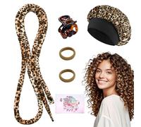 Baolivi Heatless Curlers - Hair Curlers No Heat, Heatless Overnight Curls - Thin Overnight Hair Curlers for Long Hair Volume, Velvet Heatless Hair Curler Curling Set with Bonnet - Leopard