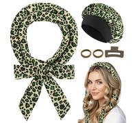 Baolivi Satin Curlers Overnight Heatless Overnight Curls Band, Curls Without Heat Curling Band Overnight for Long Hair, Hair Noodle Curlers Without Heat DIY Set (Green Leopard Pattern)