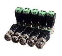 baolongking 10-Pack BNC Connector Coaxial Cat5/Cat6 to BNC Male Video Balun Connector Screw Terminal Solderless Socket Adapters for CCTV Surveillance Camera, DVR, TV, Video