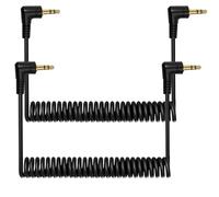 baolongking 3.5mm audio cable, 2-pack, 1-meter mini spiral headphone cable, 90-degree 1/8-inch 3.5mm TRS plug male-to-male stereo auxiliary audio spiral cable (stretchable to 1 meter).