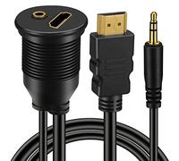 baolongking 3.5mm & HD Male to Female AUX Flush Mount Car Mount Extension Cable for Car Truck Boat Motorcycle Dashboard Panel -1m