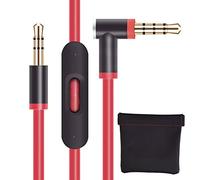 baolongking Replacement Beats Headphone Cable 3.5mm Plug Audio Cable Right Angle Stereo Aux Wire with Line Control Talk Mic for Monster/Dr Dre Solo/Solo HD/Studio/Mixr/Detox/Pro Headsets (Red)