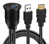 baolongking USB 3.0 & HDMI to HDMI + USB3.0 AUX Extension Dash Panel Waterproof Car Flush Mount Cable For Car Boat and Motorcycle - 3ft