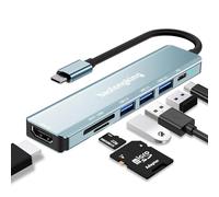 baolongking USB C Hub, 7 in 1 USB-C Multiport Adapter with 100W PD, 4K HDMI, 3 *USB-A Data Ports, SD&TF Cards for MacBook Air/Pro, iPad Pro, Chromebook, Huawei, Galaxy, Laptop, etc
