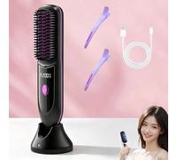 Baomaeyea Cordless Heated Straightener with Charging Dock - 30s Fast Heat | 4000mAh Fast Heating Design,3-Speed for All Hair Types,Ideal for Travel, Office & Gym Touch-Ups(Bk-02)