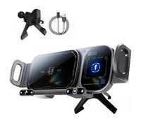 Baomaeyea Wireless Charging Rotating Car Mount,15W Dual Coil Car Mount with Auto Clamping,360° Rotation Anti-Shake for Hands-Free Phone Navigation,Universal Phone Holder for Car Dashboard (Black)