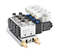Baomain 4 Integrated Solenoid Valve 4V210-08 DC 24V Single Head 2 Position 5 Way with Base Muffler Quick Fittings Set (2 Position 5 Way Valve 4 Space)