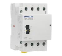 Baomain 4-Pole AC Contactor, 4NO Normal Open, DIN Rail Mount for Motor, HVAC, Pump, Lighting Control (32 Amp, 24V AC, HC1-M (Manual Control))
