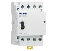 Baomain 4-Pole AC Contactor, 4NO Normal Open, DIN Rail Mount for Motor, HVAC, Pump, Lighting Control (40 Amp, 110V AC, HC1-M (Manual Control))