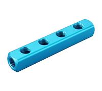 Baomain Aluminum Air Manifold Block, 4-Way 7-Port, 1/4" PT Threaded for Pneumatic Systems