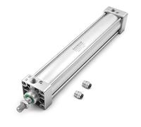 Baomain Pneumatic Air Cylinder SC 63 x 400, PT 3/8 Port, 2-1/2" Bore, 15.74" Stroke, Single Rod Double Acting, M16x1.5 Threaded Rod, with 2X Push-in Fittings