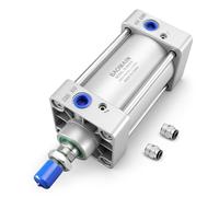 Baomain Pneumatic Air Cylinder SC 80 x 50, PT 3/8 Port, 3.15" Bore, 1.96" Stroke, Single Rod Double Acting, M20X1.5 Threaded Rod, with 2X Push-in Fittings