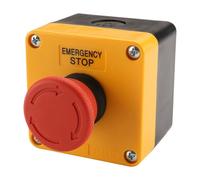 Baomain Red Sign Emergency Stop Switch Push Button, Weatherproof Push Button Switch with Box, 10A 660V 1NO 1NC