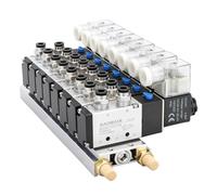 Baomain Solenoid Valve 4V210-08 DC 24V PT1/4 2 Position 5 Way 8 Space Manifold with Base Muffler Quick Fittings Set (2 Position 5 Way Valve 8 Space)