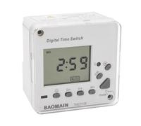 BAOMAIN THC711A Digital Programmable Timer Switch, 220-240V AC 16A Weekly Electronic Relay, 17 On/Off Programs, DIN Rail Mount for Lights & Immersion Heater, CE