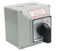 Baomain Universal Rotary Changeover Switch with Master Switch Exterior Box 660V 63A 8 Terminals 3 Position 2 Phase SZW26-63/D202.2D
