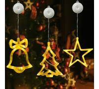 BAOMING Christmas Window Star Lights Indoor, Ringbell and Christmas Tree Lights, Warm White, Battery Operated Hanging Stars for Window Decoration Party Holiday Window, Door, Indoor Walls Decorating