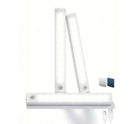 BAOMUMAYE Motion Sensor Cabinet Lights, 3 Pack 12 LED Cupboard Lights, Wireless USB Rechargeable Night Light Auto On/Off LED Closet Light, Magnetic Strip for Wardrobe, Cabinet(White, 3 Pcs)