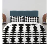 BaoNews Black White Diamond Duvet Cover Set King Size,3 Pieces Abstract Black and White Harlequin Bedding Set Hotel Quality Comforter Cover Set with 2 Pillowcases(No Filler)