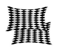 BaoNews Black White Diamond Throw Pillow Covers,Abstract Black and White Harlequin Cushion Cover Digital Blended Hidden Zipperl Decorative Pillowcases for Hair Skin Lumbar 12X20 in 2 Pcs