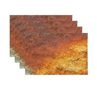 BaoNews Bronze Art Texture Placemats,Texture Copper Sheet Marble Orange Place Mats for Dining/Kitchen Table Waterproof Washable Linen Heat Insulation Dinner Table Mats 12x18 IN 4 PCS