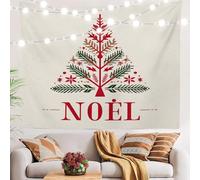 BaoNews Christmas Tree Noel Tapestry, Christmas Tree With Noel Scandinavian Large Wall Hanging Polyester Tablecloths Tapestry Bedroom Room Living Room Dorm 51.2 x 59.1 inches