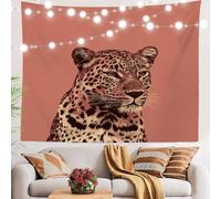BaoNews Cute Leopard Tapestry, Portrait Of A Leopard Auburn Background Large Wall Hanging Polyester Tablecloths Tapestry Bedroom Room Living Room Dorm 59.1 x 82.7 Inches