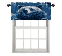 BaoNews Cute The Bear In Prussian Blue Blackout Kitchen Curtains,Bears Blue Brown Short Curtains For Windows Insulated Thermal Bathroom Window Curtain 1 Pack 52X18 Inches