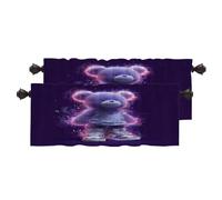 BaoNews Cute The Bear In Purple Light Blackout Kitchen Curtains,Purple Bear Glowing Sneakers Short Curtains For Windows Insulated Thermal Bathroom Window Curtain 2 Pack 52X16 Inches