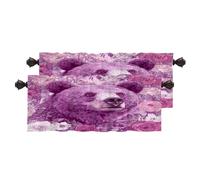 BaoNews Cute The Bear In Rose Violet Blackout Kitchen Curtains,Purple Bear Among Flowers Short Curtains For Windows Insulated Thermal Bathroom Window Curtain 2 Pack 52X16 Inches