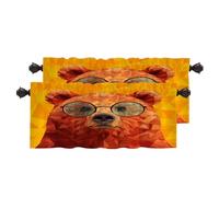 BaoNews Cute The Bear In Rust Blackout Kitchen Curtains,Bear With Round Glasses Short Curtains For Windows Insulated Thermal Bathroom Window Curtain 2 Pack 52X18 Inches