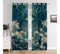 BaoNews Drowned Face Seaweed Hair Stormy Ocean Bedroom Curtains, Waves Cover Face Crab Adorned Hair Blackout Drapes Grommet insulated thermal curtains for Living Room, 52X84 Inches 2 Panels