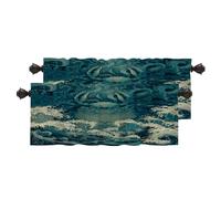 BaoNews Drowned Face Seaweed Hair Stormy Ocean Blackout Kitchen Curtains,Waves Cover Face Crab Adorned Hair Short Curtains For Windows Insulated Thermal Bathroom Window Curtain 2 Pack 52X16 Inches