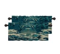 BaoNews Drowned Face Seaweed Hair Stormy Ocean Blackout Kitchen Curtains,Waves Cover Face Crab Adorned Hair Short Curtains For Windows Insulated Thermal Bathroom Window Curtain 2 Pack 52X18 Inches