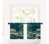 BaoNews Drowned Face Seaweed Hair Stormy Ocean Cafe Curtains,Waves Cover Face Crab Adorned Hair Blackout Tier Curtain Multilayer Polyester Short Kitchen Drapes 2 Pack 26X24 Inches