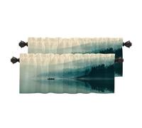 BaoNews Environment Natural Beauty Blackout Kitchen Curtains,Misty Morning Forested Area Short Curtains For Windows Insulated Thermal Bathroom Window Curtain 2 Pack 52X16 Inches