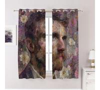 BaoNews Floral Neural Curtains for Bedroom, Man With Floral Background Blackout Drapes Grommet insulated thermal curtains for Living Room, 52X63 Inches 2 Panels