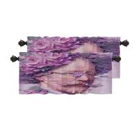 BaoNews Floral Neural Glitch Aesthetics Blackout Kitchen Curtains,Mauve Floral Portrait Textured Short Curtains For Windows Insulated Thermal Bathroom Window Curtain 2 Pack 52X18 Inches