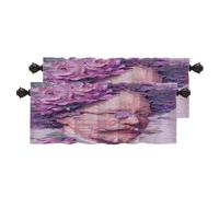 BaoNews Floral Neural Glitch Aesthetics Blackout Kitchen Curtains,Mauve Floral Portrait Textured Short Curtains For Windows Insulated Thermal Bathroom Window Curtain 2 Pack 52X16 Inches