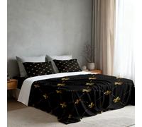 BaoNews Flowers Golden Fleur De Lis Black Gold from Art Lightweight Super Soft Microfiber Sheets, French 4-Piece Bed Sheet Set with 16-Inch Deep Pockets, Twin XL