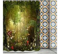 BaoNews Funny Magic Forest Decor Shower Curtain,Beautiful Charming Fairy Tale Woodland Polyester Shower Curtain for Shower Stall Bathroom Waterproof with 10 Hooks 60x72 Inch