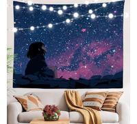 BaoNews Night Sky Stargazing Tapestry, Celestial Bodies Cosmic View Large Wall Hanging Polyester Tablecloths Tapestry Bedroom Room Living Room Dorm 51.2 x 59.1 inches