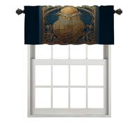 BaoNews Owl Moon Tarot Blackout Kitchen Curtains,Gold Owl On Indigo Art Nouveau Short Curtains For Windows Insulated Thermal Bathroom Window Curtain 1 Pack 52X18 Inches